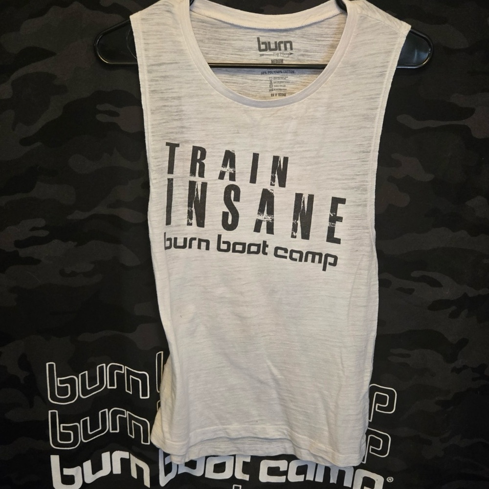 burn 'Train Insane' Women's White Muscle Tee